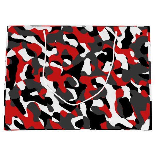 Zwart rood wit Camouflage afdrukpatroon Groot Cadeauzakje (Voorkant)