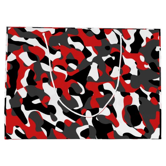 Zwart rood wit Camouflage afdrukpatroon Groot Cadeauzakje (Achterkant)