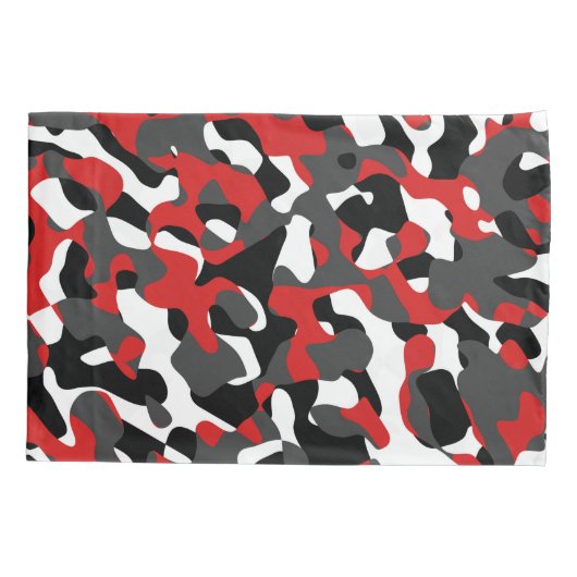 Zwart rood wit Camouflage afdrukpatroon Kussensloop (Achterkant)