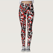 Zwart rood wit Camouflage afdrukpatroon Leggings (Voorkant)