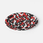 Zwart rood wit Camouflage afdrukpatroon Papieren Bordje (Gekanteld)