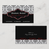 Zwart rood wit damast interieur visitekaartje (Voorkant / Achterkant)