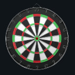 Zwart, rood, wit en groen dartbord<br><div class="desc">Een trendy modern design met zwarte,  witte,  rode en groene,  geometrische vormen.</div>