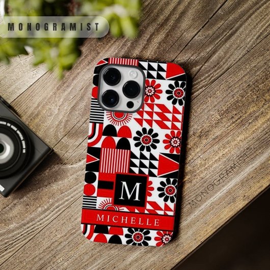 zwart rood wit geometrisch Case-Mate iPhone case