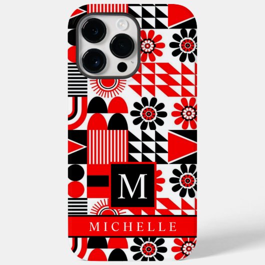  zwart rood wit geometrisch Case-Mate iPhone case (Achterkant)