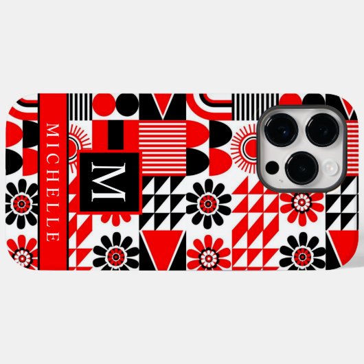 zwart rood wit geometrisch Case-Mate iPhone case (Achterkant (horizontaal))
