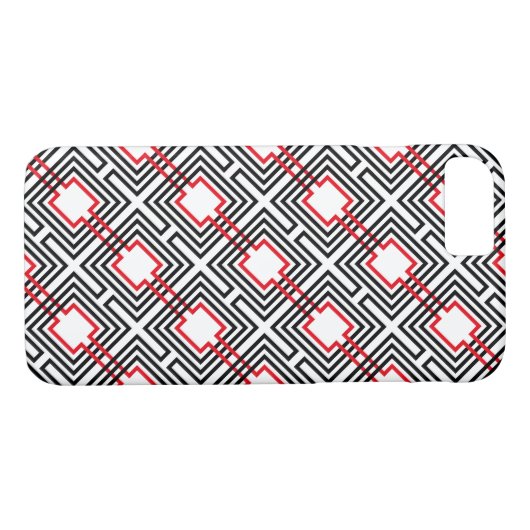 Zwart rood & wit geometrisch Case-Mate iPhone case (Achterkant (Horizontaal))