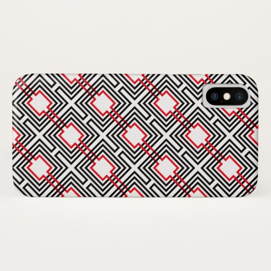 Zwart rood & wit geometrisch Case-Mate iPhone case (Achterkant (horizontaal))