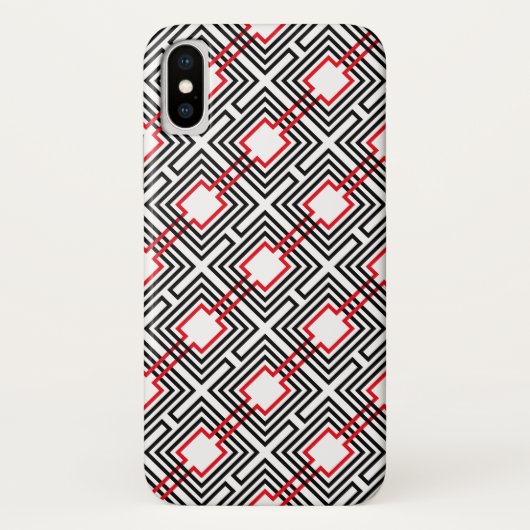Zwart rood & wit geometrisch Case-Mate iPhone case (Achterkant)