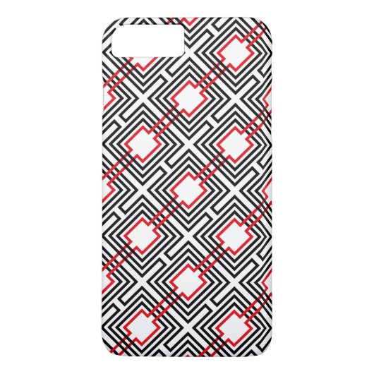 Zwart rood & wit geometrisch Case-Mate iPhone case (Achterkant)