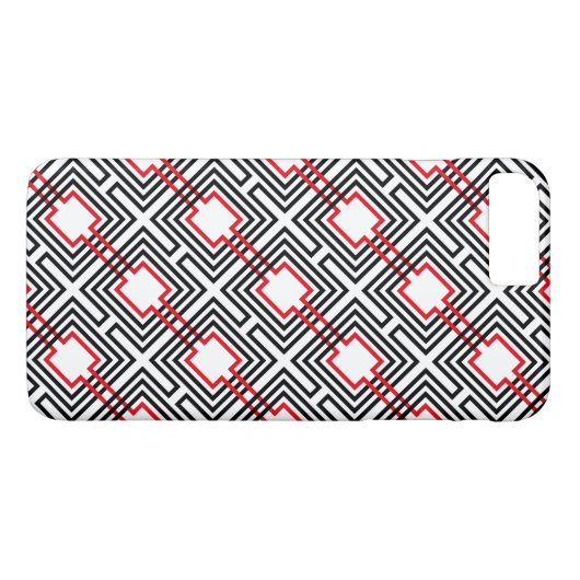 Zwart rood & wit geometrisch Case-Mate iPhone case (Achterkant (Horizontaal))