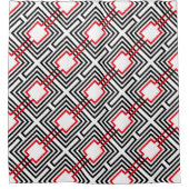 Zwart rood & wit geometrisch douchegordijn (Voorkant)