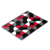 Zwart, rood, wit geometrisch geruit patroon. notitieboek (Linkerzijde)