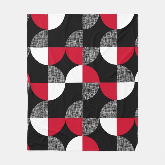 Zwart, rood, wit geometrisch geruite patroon. fleece deken (Voorkant)