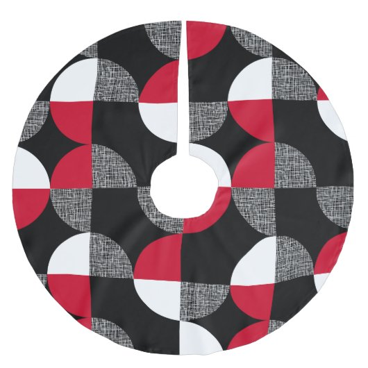 Zwart, rood, wit geometrisch geruite patroon. kerstboom rok (Voorkant)