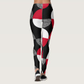 Zwart, rood, wit geometrisch geruite patroon. leggings (Achterkant)