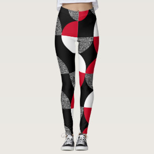 Zwart, rood, wit geometrisch geruite patroon. leggings