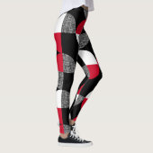 Zwart, rood, wit geometrisch geruite patroon. leggings (Rechts)
