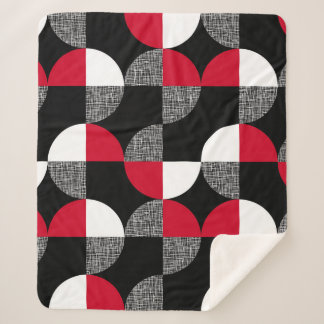 Zwart, rood, wit geometrisch geruite patroon. sherpa deken
