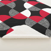 Zwart, rood, wit geometrisch geruite patroon. sherpa deken (3/4)