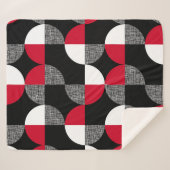 Zwart, rood, wit geometrisch geruite patroon. sherpa deken (Voorkant (horizontaal))