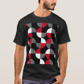 Zwart, rood, wit geometrisch geruite patroon. t-shirt (Voorkant)