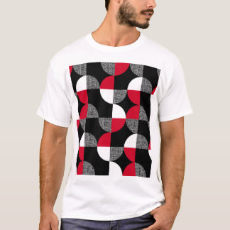 Zwart, rood, wit geometrisch geruite patroon. t-shirt