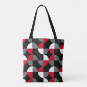 Zwart, rood, wit geometrisch geruite patroon. tote bag (Achterkant)