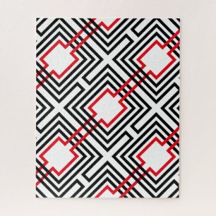 Zwart rood & wit geometrisch legpuzzel