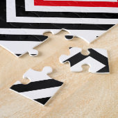 Zwart rood & wit geometrisch legpuzzel (Zijkant)