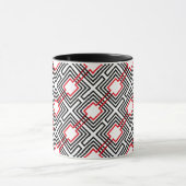 Zwart rood & wit geometrisch mok (Midden)