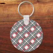 Zwart rood & wit geometrisch sleutelhanger (Voorkant)