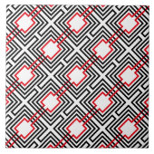 Zwart rood & wit geometrisch tegeltje (Voorkant)
