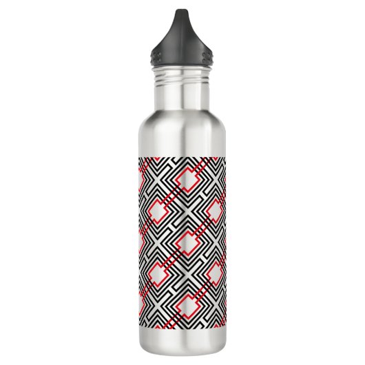 Zwart rood & wit geometrisch waterfles  (Links)