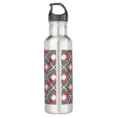 Zwart rood & wit geometrisch waterfles  (Achterkant)