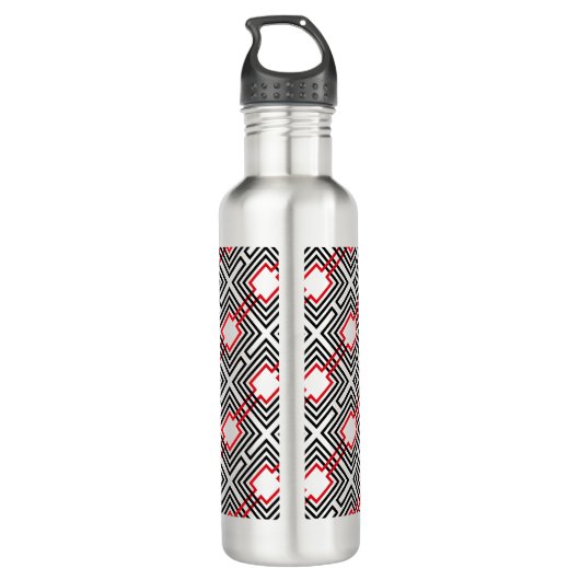 Zwart rood & wit geometrisch waterfles  (Achterkant)