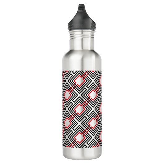 Zwart rood & wit geometrisch waterfles  (Rechts)