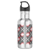 Zwart rood & wit geometrisch waterfles  (Achterkant)
