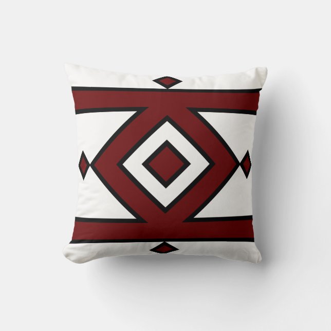 Zwart Rood & Wit Geometrische Vorm Kussen (Voorkant)