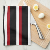 Zwart Rood Wit Gestreepte Keukenhanddoek (Quarter Fold)