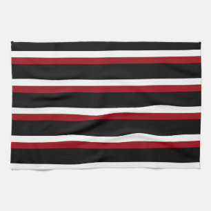 Zwart Rood Wit Gestreepte Keukenhanddoek