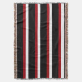 Zwart rood wit gestreepte werpdeken deken (Voorkant Verticaal)