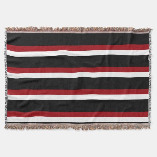 Zwart rood wit gestreepte werpdeken deken (Voorkant)