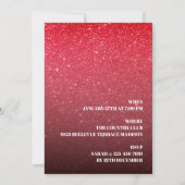 Zwart Rood Wit Glitter Verjaardagsfeestje Kaart (Achterkant)