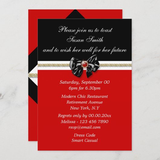 Zwart rood wit goud PERSONALISEER Kaart (Voorkant / Achterkant)