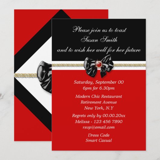 Zwart rood wit goud PERSONALIZE Kaart (Voorkant / Achterkant)