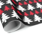 Zwart Rood & Wit Kerstboom Wrapping Papier (Rol Hoek)