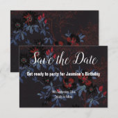 ZWART ROOD WIT KIRS BLOESEM SAVE THE DATE RSVP KAARTJE (Voorkant / Achterkant)