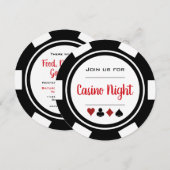 Zwart Rood Wit Poker Chip Casino Nacht Kaart (Voorkant / Achterkant)