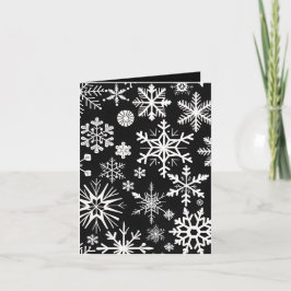 Zwart, Rood & Wit Sneeuwvlok Foto Kerstmis Kaart
